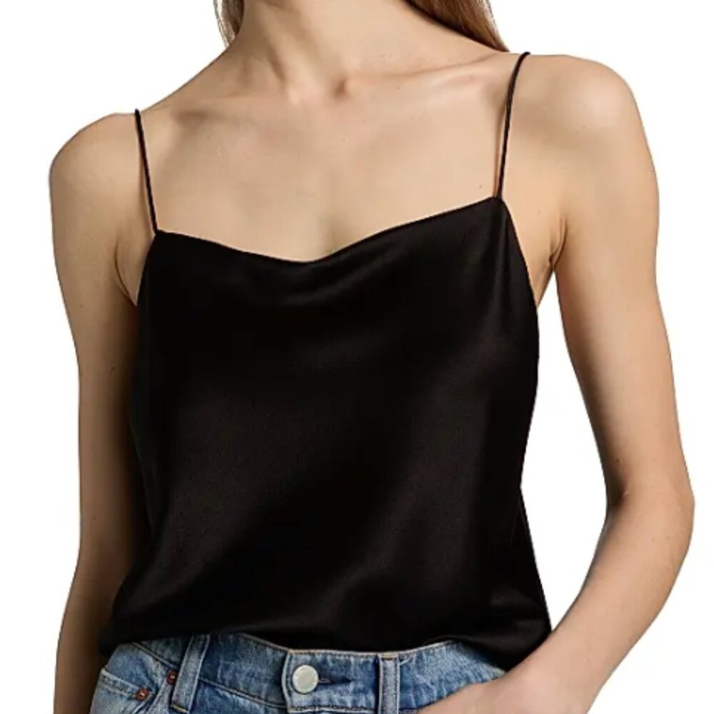 Alice + Olivia Harmon Draped Satin Tank Top